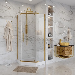 Niagara Душевой уголок Nova 100x100 NG-6434-08 Gold – фотография-3